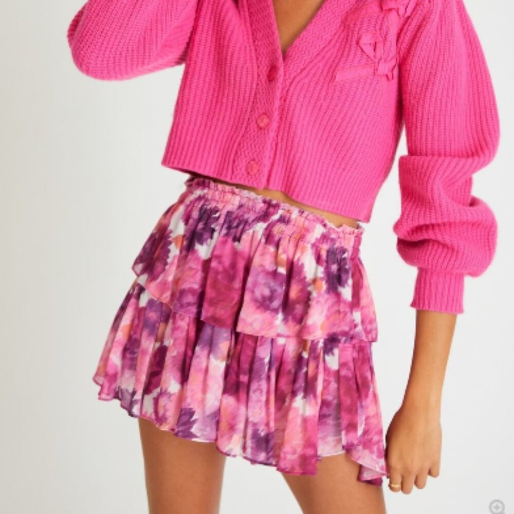 RARE NEW LoveShackFancy Ruffle Mini Skirt in Pre-Dawn Sky Size XS